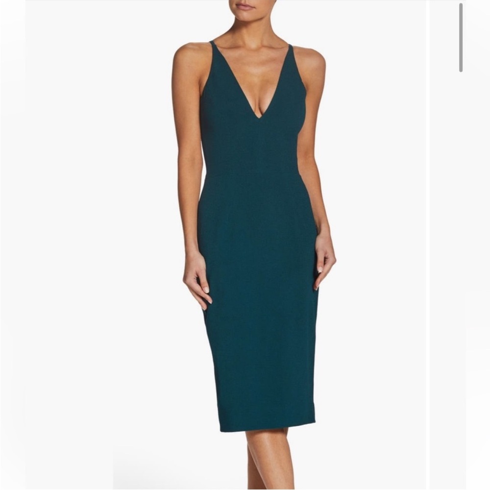 Dress the Population Lyla Dress Midi Dress Body Con Pine Green size large - Picture 1 of 16